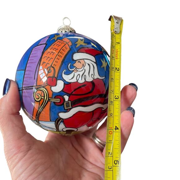 Pier 1 Li Bien Christmas Ornament 2006 Santa Reindeer in City Reverse Painted - Picture 12 of 12